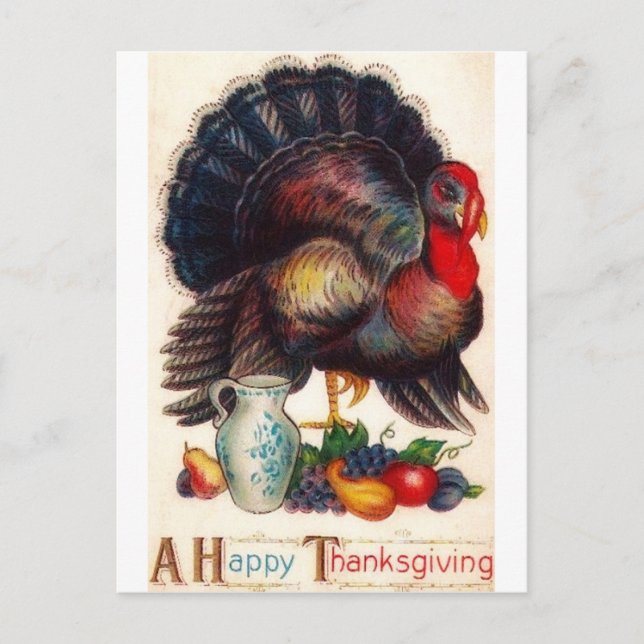 Cartes Pour Fêtes Annuelles Bon thanksgiving Turquie Vintage (Devant)