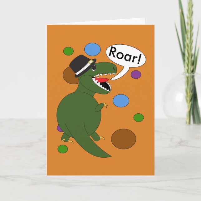 Cartes Pour Fêtes Annuelles Bon thanksgiving Tyrannosaurus Rex Dinosaur (Devant)