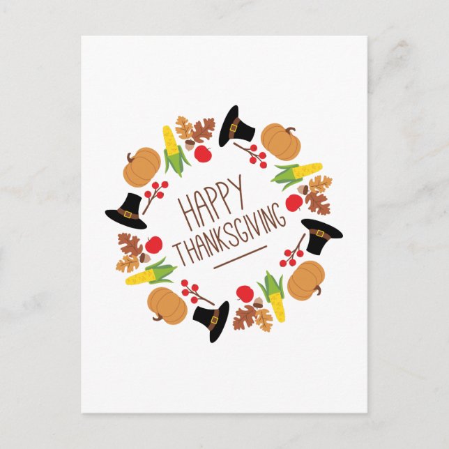 Cartes Pour Fêtes Annuelles Bon thanksgiving Wreath (Devant)