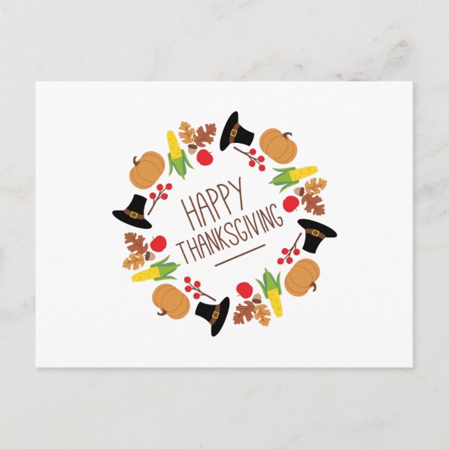 Cartes Pour Fêtes Annuelles Bon thanksgiving Wreath (Devant)