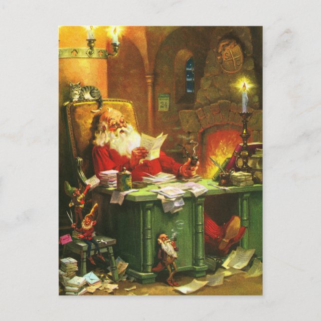 Cartes Pour Fêtes Annuelles Bon Vieux Père Noël (Devant)