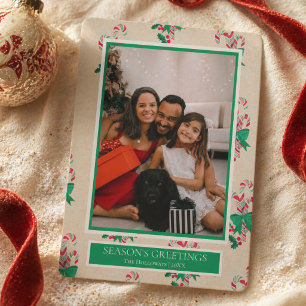 Cartes Pour Fêtes Annuelles Bonbon à l'aquarelle Une Photo