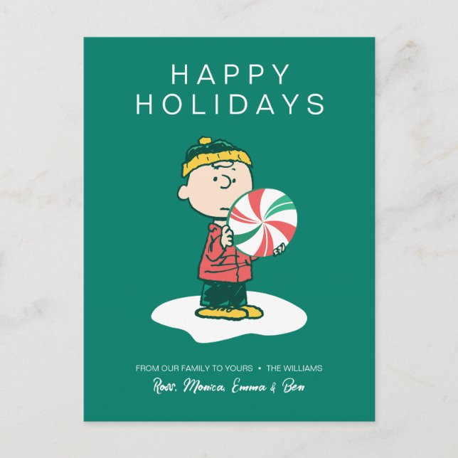 Cartes Pour Fêtes Annuelles Bonbon au poivre Charlie Brown (Devant)