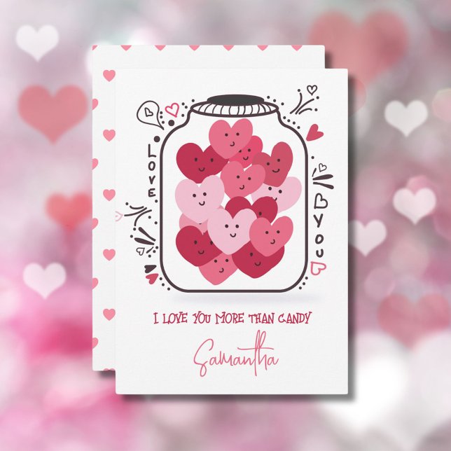Cartes Pour Fêtes Annuelles Bonbons coeurs roses romantiques en pot de verre S (Créateur téléchargé)