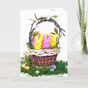 Cartes Pour Fêtes Annuelles Bonbons de lapin de Pâques dans le panier