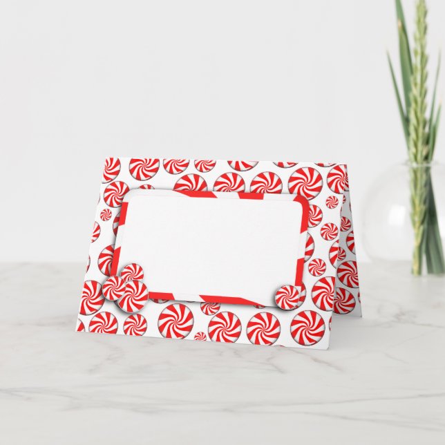 Cartes Pour Fêtes Annuelles Bonbons de menthe de Noël avec étiquette amovible (Devant)