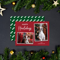 Bones rouges et vertes de chien Happy Howlidays Ph
