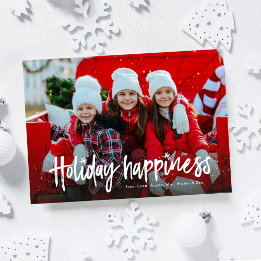 Cartes Pour Fêtes Annuelles Bonheur mignon simple une photo famille Noël