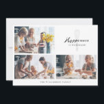 Cartes Pour Fêtes Annuelles Bonheur Moderne Fouet de la Boulangerie Maison<br><div class="desc">Une belle carte de vœux de vacances personnalisée avec un collage de photos de famille. Notre design présente une simple grille de collage de 3 photos, avec un design "Happiness is homemade" (Le bonheur est fait maison) dans une belle police de caractères à la main. Un fouet de pâtissier stylisé...</div>