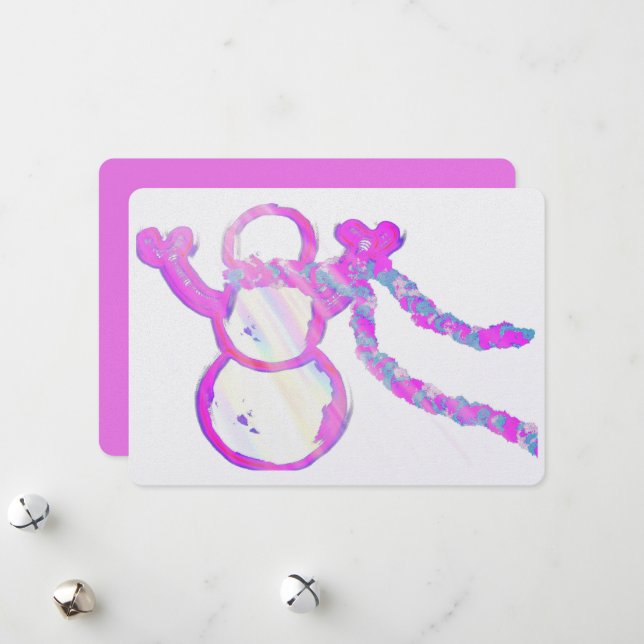 Cartes Pour Fêtes Annuelles bonhomme de neige (Devant/Arrière en situation)