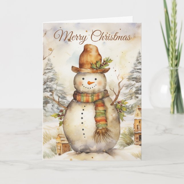 Cartes Pour Fêtes Annuelles Bonhomme de neige (Devant)