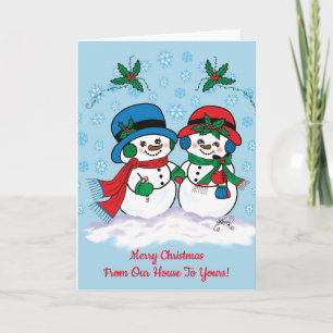 Cartes Pour Fêtes Annuelles Bonhomme de neige