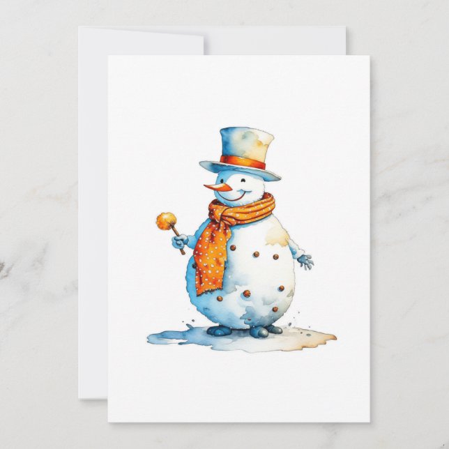 Cartes Pour Fêtes Annuelles Bonhomme de neige A - Aquarelles (Devant)
