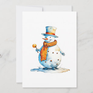 Cartes Pour Fêtes Annuelles Bonhomme de neige A - Aquarelles