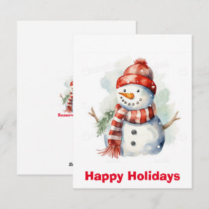 Cartes Pour Fêtes Annuelles Bonhomme de neige à l'aquarelle clip art de Noël ,
