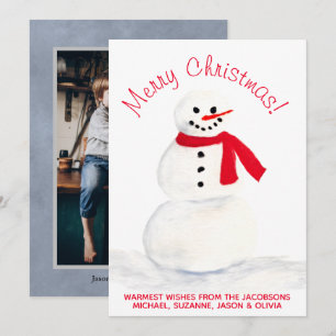 Cartes Pour Fêtes Annuelles Bonhomme de neige à l'aquarelle Joyeux Noël Photo