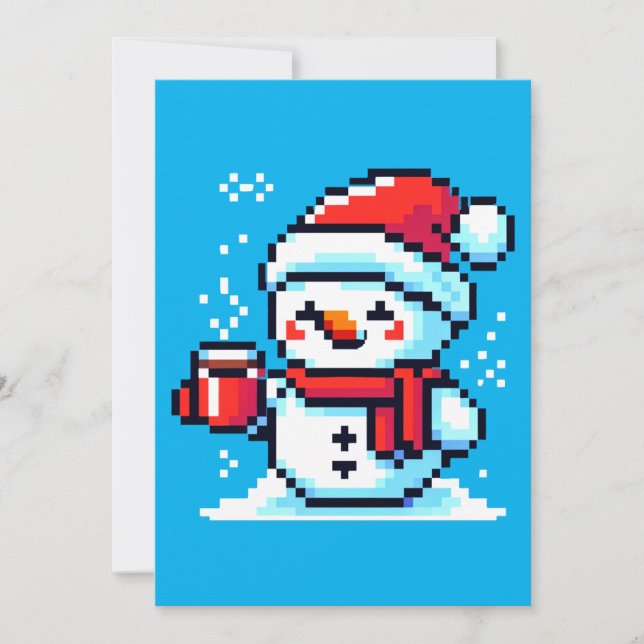 Cartes Pour Fêtes Annuelles Bonhomme de neige au café - Conception de Noël en  (Devant)