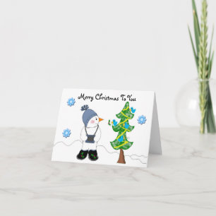 Cartes Pour Fêtes Annuelles Bonhomme de neige avec appareil photo