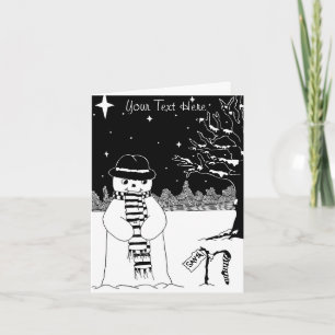 Cartes Pour Fêtes Annuelles bonhomme de neige avec l'art noir et blanc