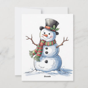 Cartes Pour Fêtes Annuelles Bonhomme de neige avec une écharpe