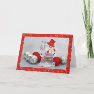 Cartes Pour Fêtes Annuelles bonhomme de neige casquette rouge