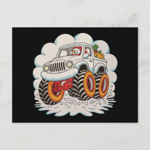 Cartes Pour Fêtes Annuelles Bonhomme de neige conduisant un camion monstre Noë
