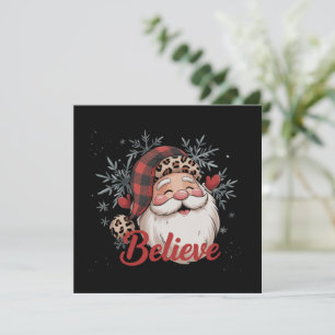 Cartes Pour Fêtes Annuelles Bonhomme de neige croit au Père Noël chapeau carre