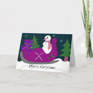 Cartes Pour Fêtes Annuelles Bonhomme de neige dans un traîneau