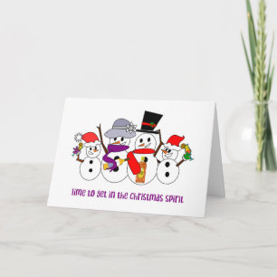 Cartes Pour Fêtes Annuelles Bonhomme de neige de famille avec cocktails