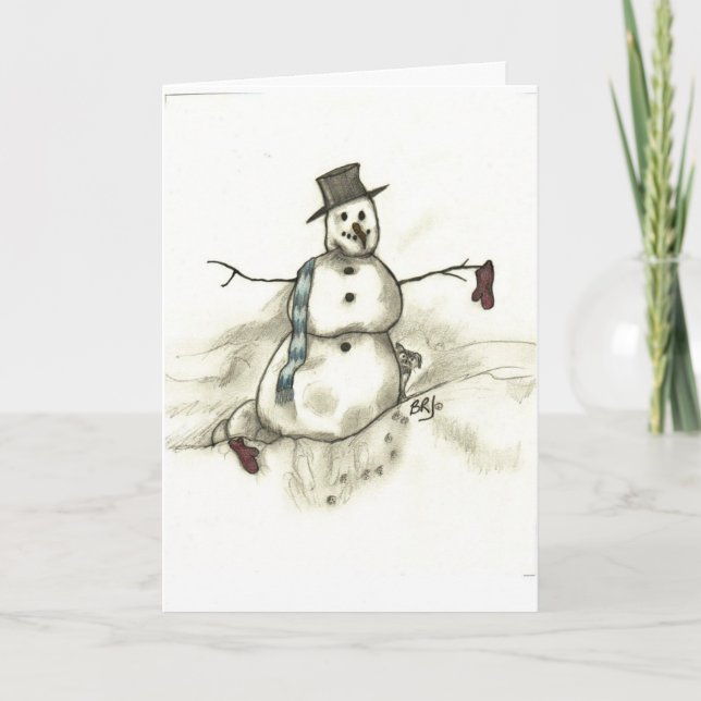 Cartes Pour Fêtes Annuelles Bonhomme de neige de fonte (Devant)