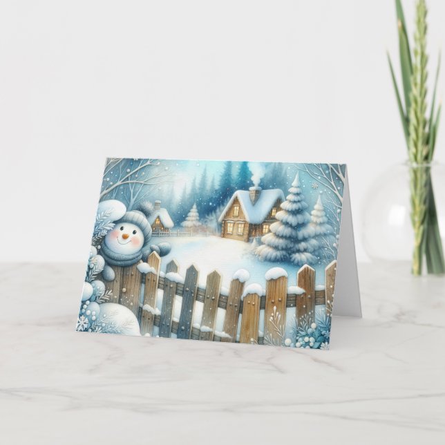 Cartes Pour Fêtes Annuelles Bonhomme de neige de Noël (Devant)