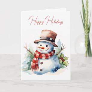 Cartes Pour Fêtes Annuelles Bonhomme de neige de Noël à l'aquarelle