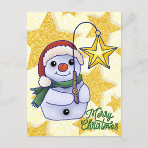 Cartes Pour Fêtes Annuelles Bonhomme de neige de Noël avec étoile