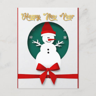 Cartes Pour Fêtes Annuelles Bonhomme de neige de Noël avec motif de flocons de