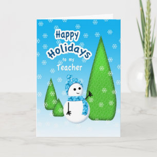 Cartes Pour Fêtes Annuelles Bonhomme de neige de Noël de professeur