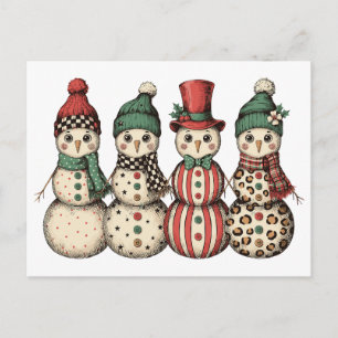 Cartes Pour Fêtes Annuelles Bonhomme de neige de Noël Léopard Carreaux Vichy V