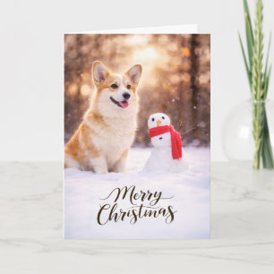 Cartes Pour Fêtes Annuelles Bonhomme de neige de Noël Pembroke Welsh Corgi