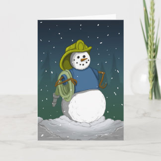 Cartes Pour Fêtes Annuelles Bonhomme de neige de sapeur-pompier