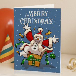 Cartes Pour Fêtes Annuelles Bonhomme de neige drôle Joyeux Noël Surprise Dessi
