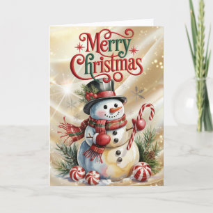 Cartes Pour Fêtes Annuelles Bonhomme de neige en chapeau haut de forme Noël