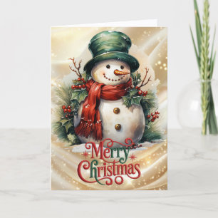 Cartes Pour Fêtes Annuelles Bonhomme de neige en chapeau haut de forme Noël