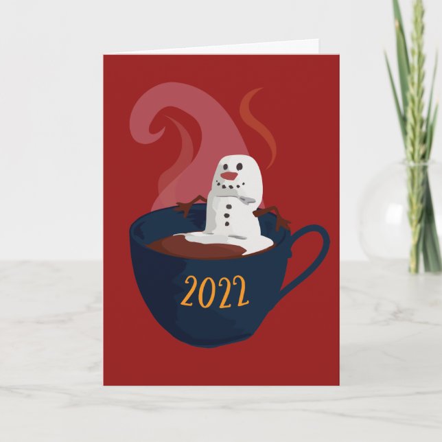 Cartes Pour Fêtes Annuelles Bonhomme de neige en guimauve dans du chocolat cha (Devant)