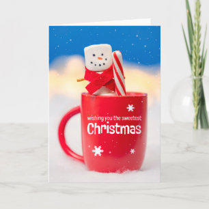 Cartes Pour Fêtes Annuelles Bonhomme de neige en guimauve pour un joyeux Noël