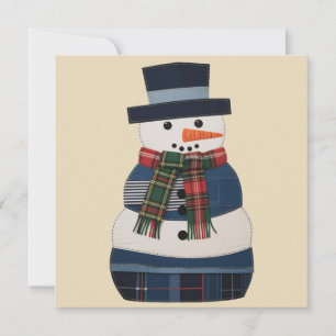 Cartes Pour Fêtes Annuelles Bonhomme de neige en patchwork faux pour les fêtes