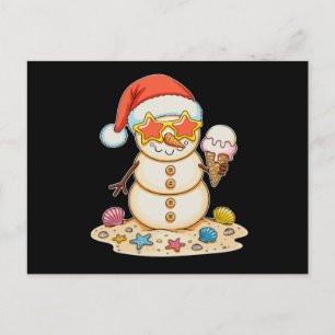 Cartes Pour Fêtes Annuelles Bonhomme de neige en sable Chapeau de Père Noël No