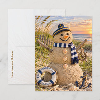 Cartes Pour Fêtes Annuelles Bonhomme de neige en sculpture de sable de Lowcoun