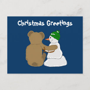 Cartes Pour Fêtes Annuelles Bonhomme de neige et amis ours