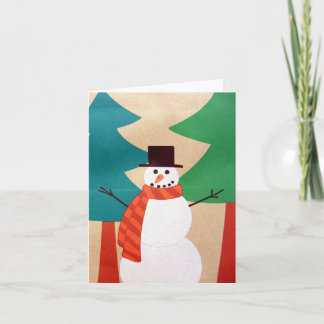 Cartes Pour Fêtes Annuelles Bonhomme de neige et arbres de fêtes de Noël