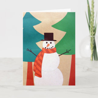 Cartes Pour Fêtes Annuelles Bonhomme de neige et arbres de fêtes de Noël