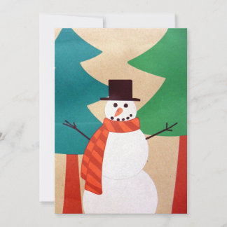 Cartes Pour Fêtes Annuelles Bonhomme de neige et arbres de vacances de Noël